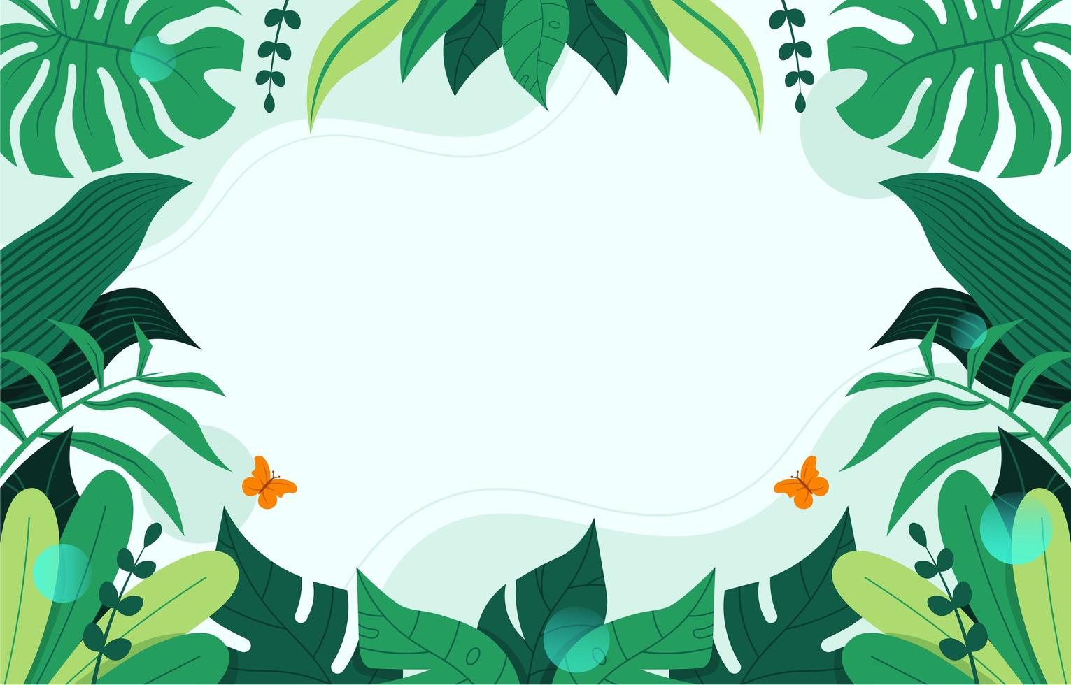 Tropical leaves frame. Summer Tropical palm tree on white background with  space for text. Summer mood, tropical background blank. Top view. Vector  illustration. Stock Vector