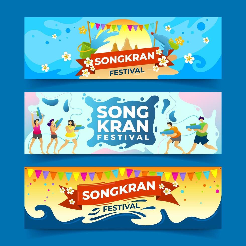 feliz festival de songkran banner vector