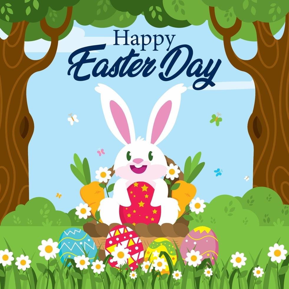 Happy Easter Day with Cute Character vector
