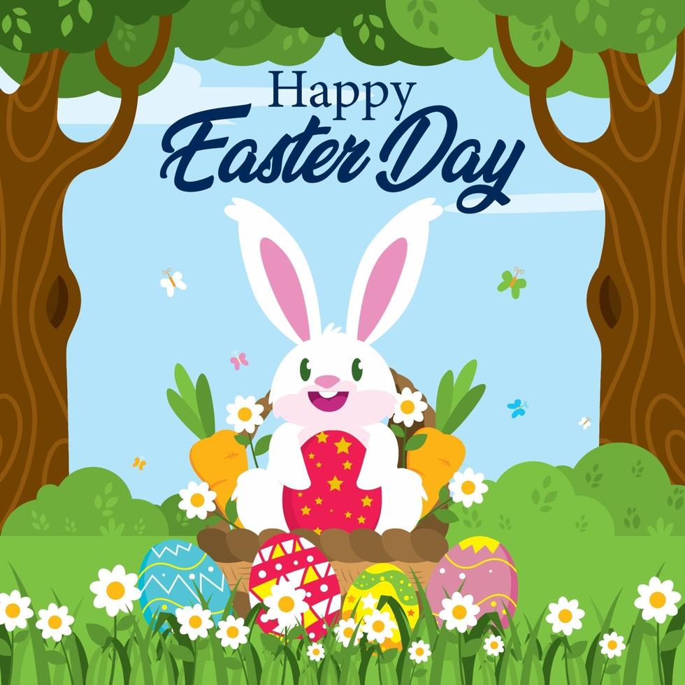 Happy Easter Day with Cute Character vector