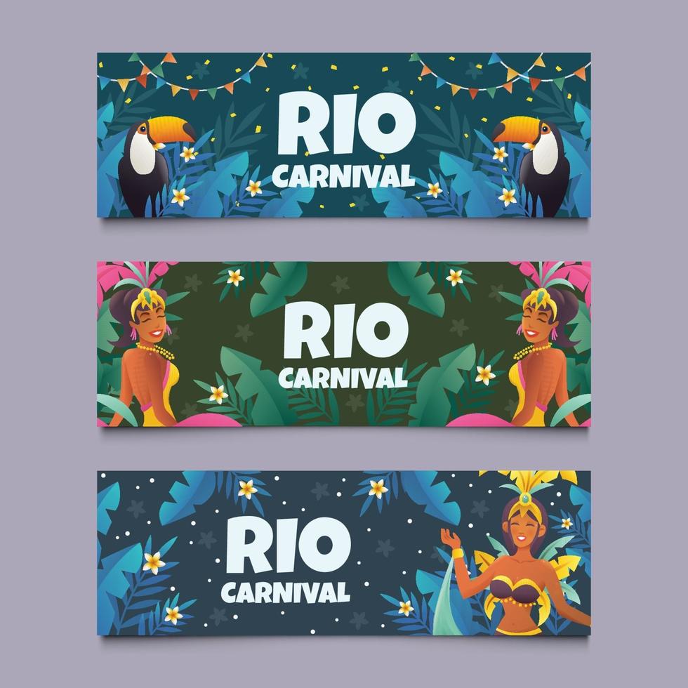 Celebrate Rio Carnival Banner Set vector