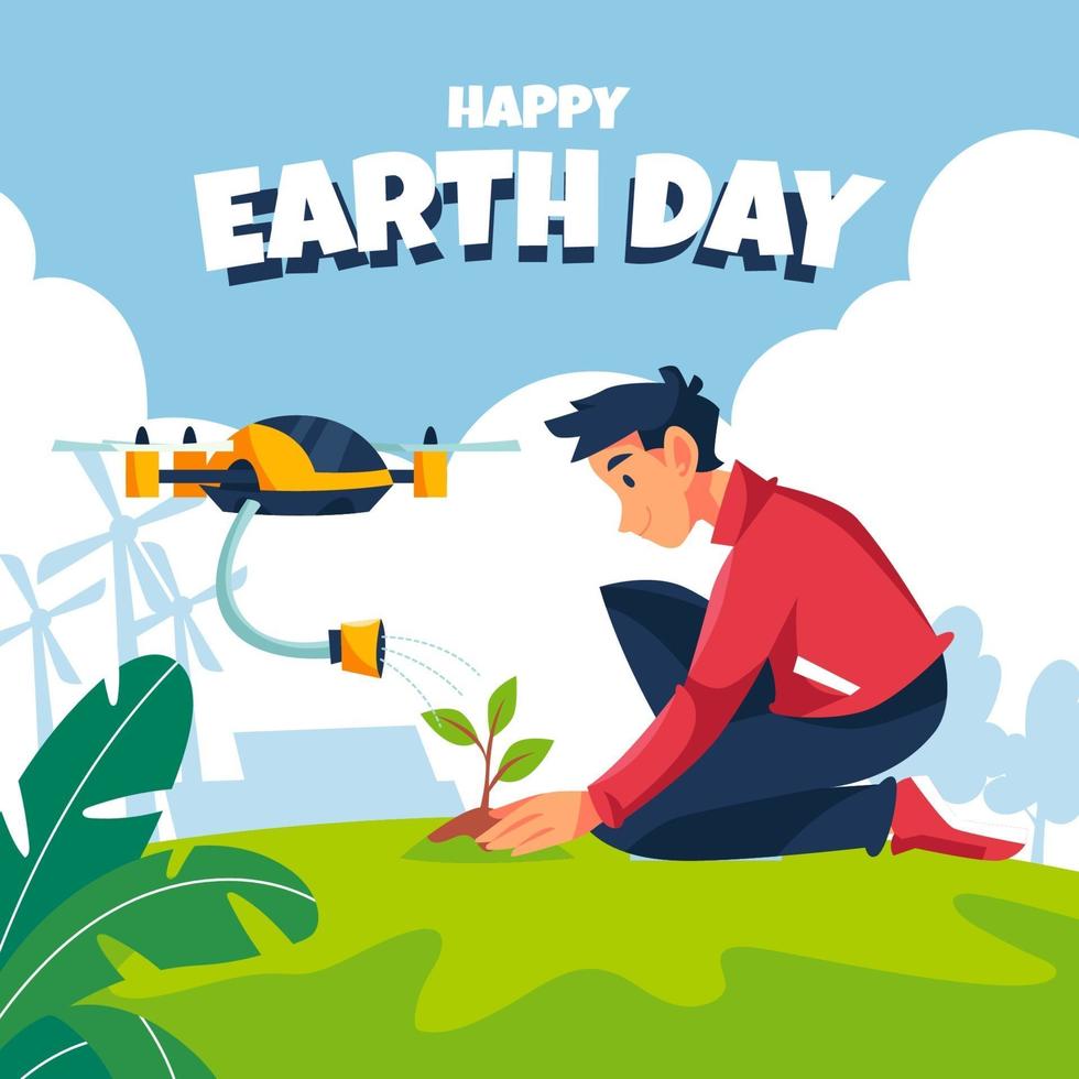 Planting On Earth Day vector