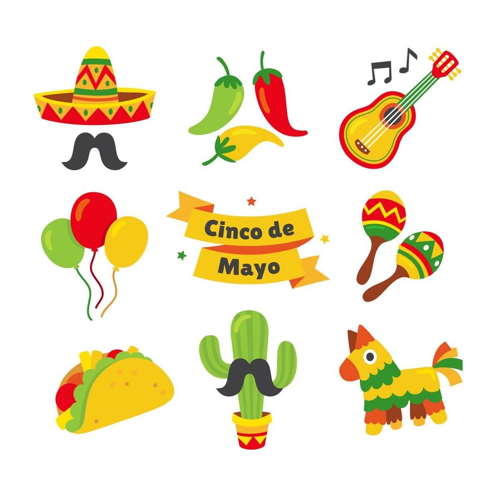 Cinco De Mayo Cute Elements vector