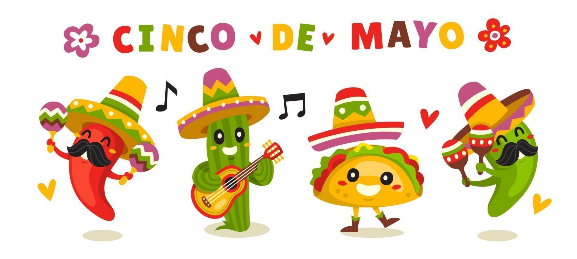 Cute Mariachi Band Character vector