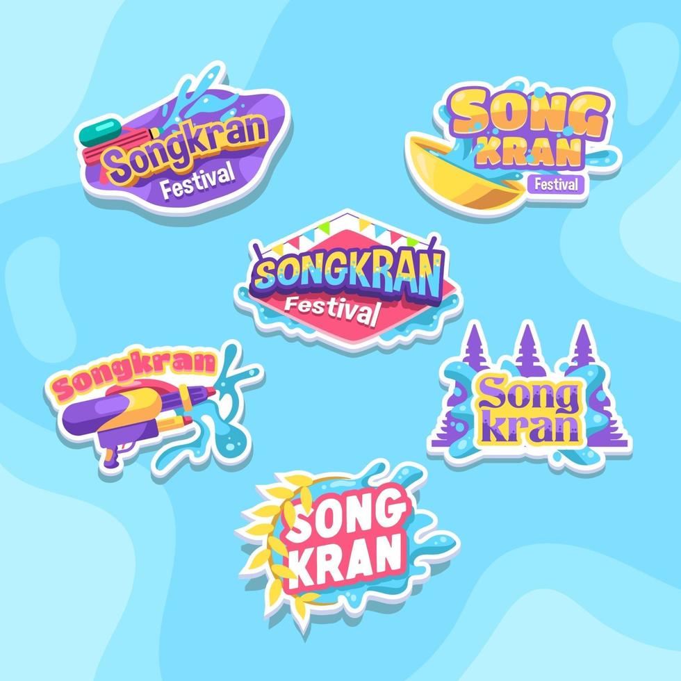 Fun Songkran Water Festival Sticker vector