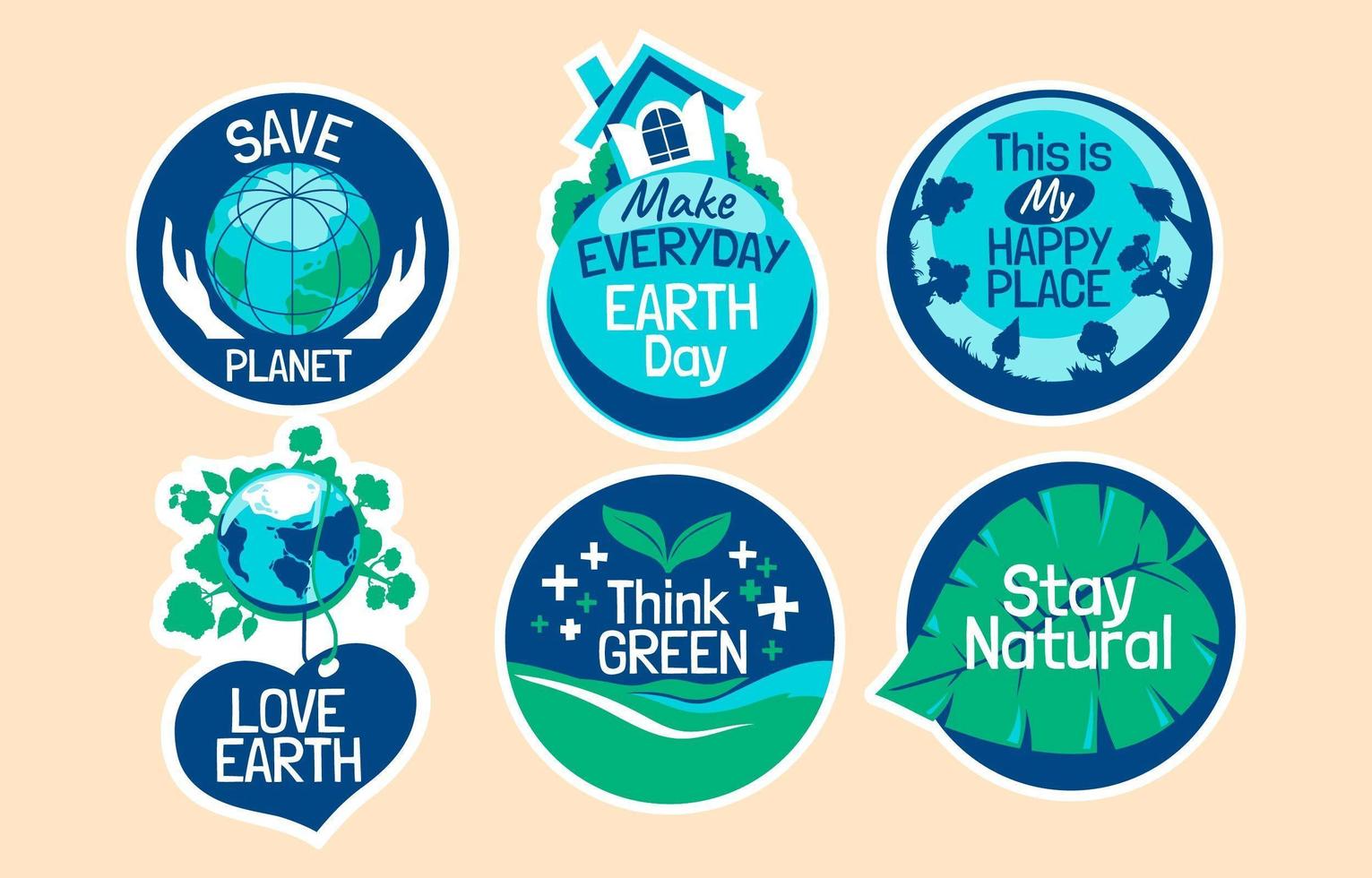 Sticker Collection for Earth Day Concept vector