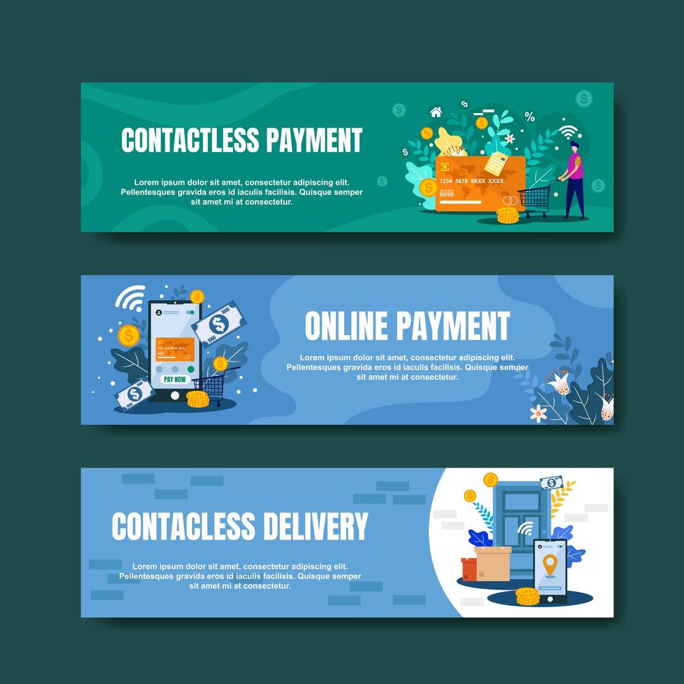 Contactless Payment Banner Set vector