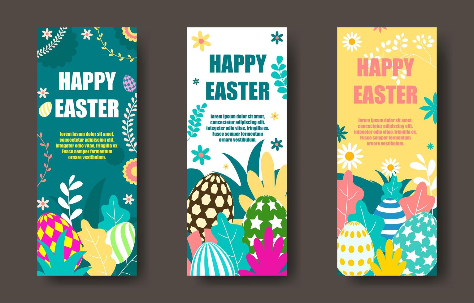 Easter Banner Set With Flat Design vector