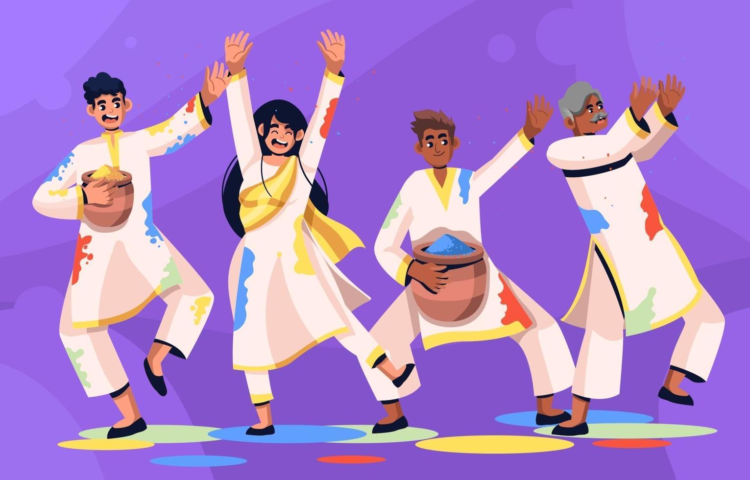 Fun Character Celebrate on Holi Festival vector