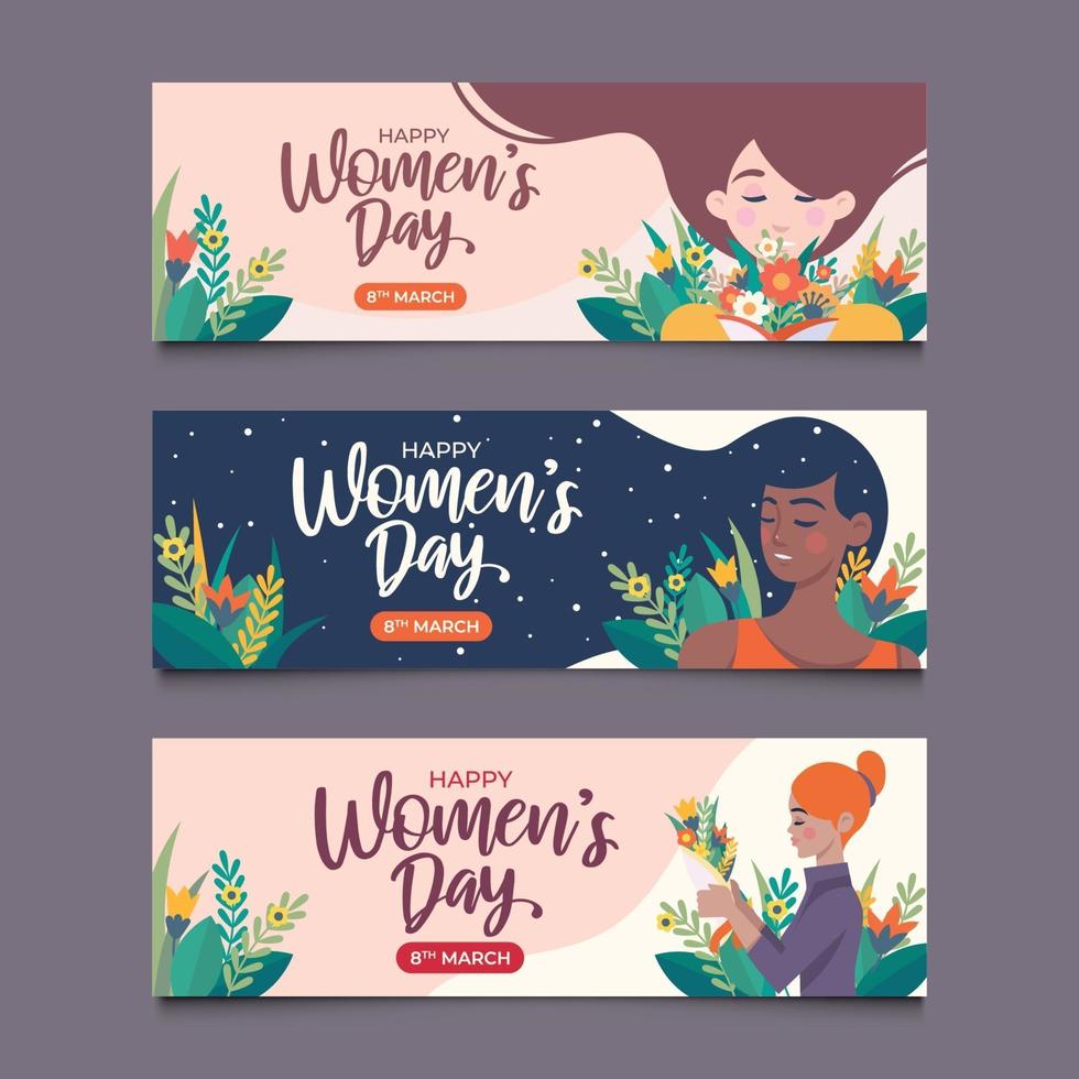 conjunto de banner del día de la mujer 8 de marzo vector