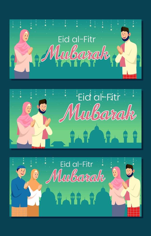 Muslim Eid Fitr Banner Concept vector