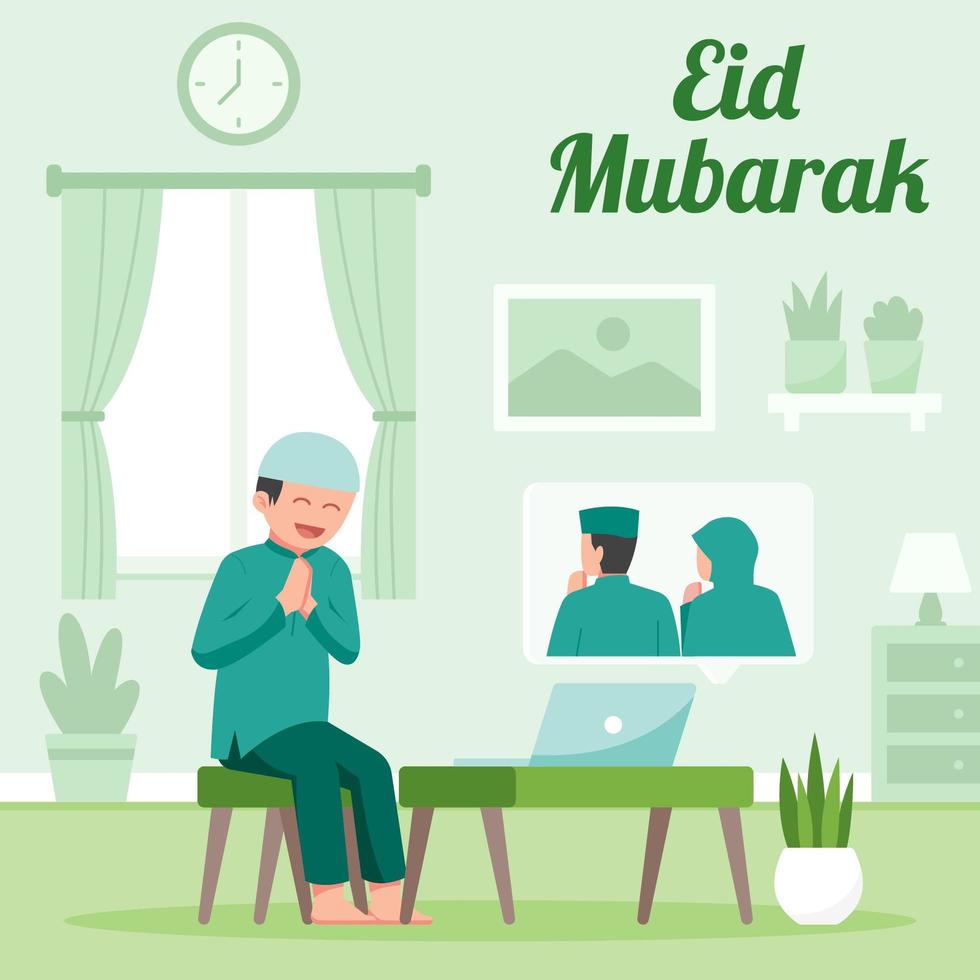 Season Greeting using Video Call on Eid Illustration vector