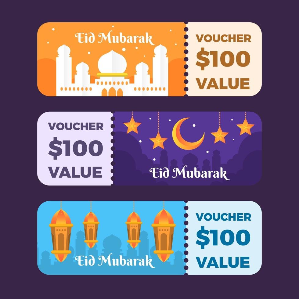 Eid Mubarak Voucher Collection vector