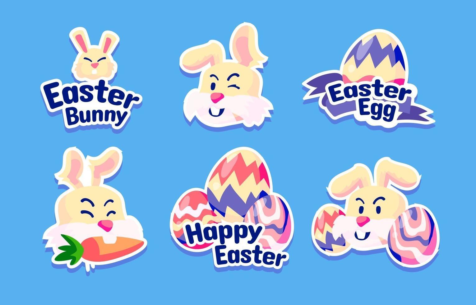 Easter Egg and Rabbit Sticker Set vector