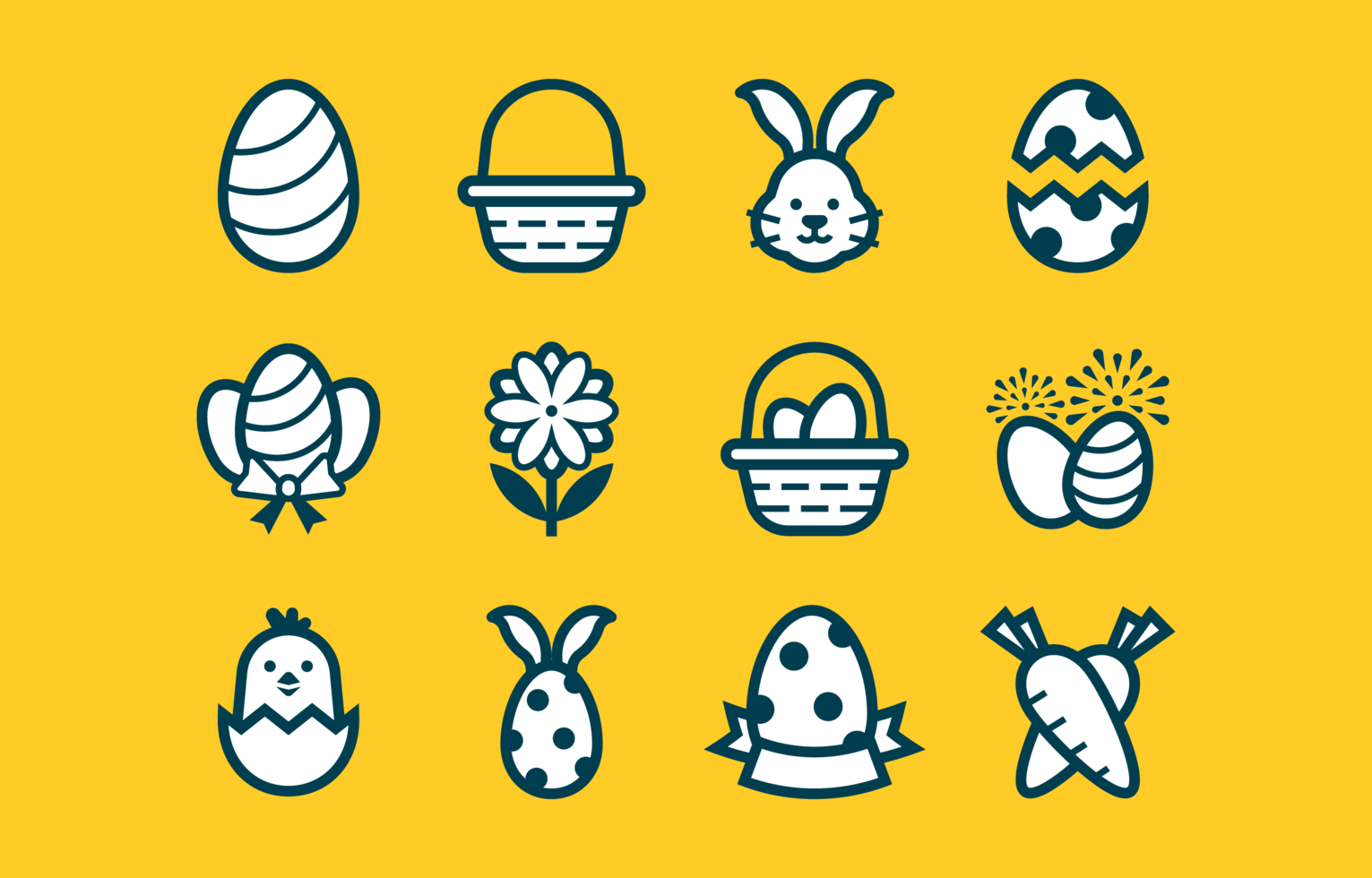 Easter Festivity Icon Set in Flat Style vector