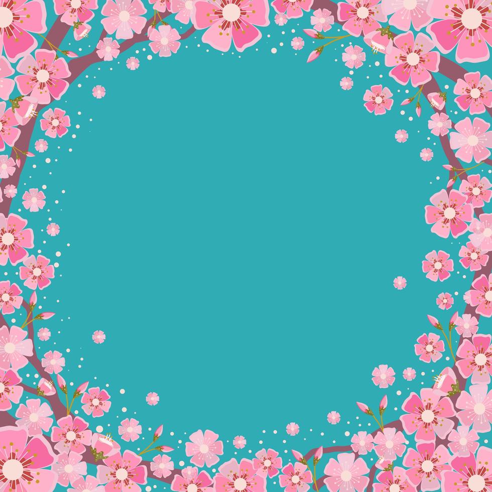 flor de cerezo con fondo azul vector