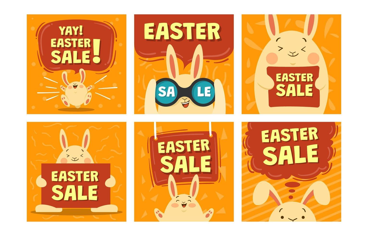 Social Media Posts for Easter Sale vector