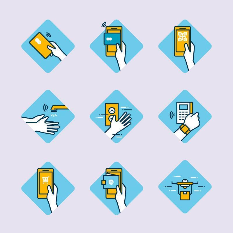 Untact Cashless Technology Icon Collection vector