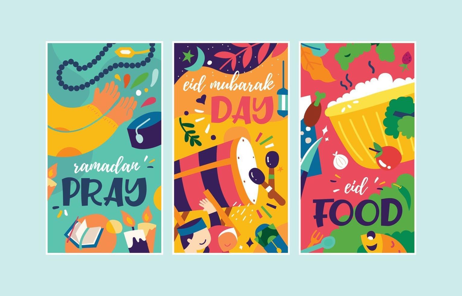 banner de ilustración colorida de vector para la celebración de Ramadán Kareem eid