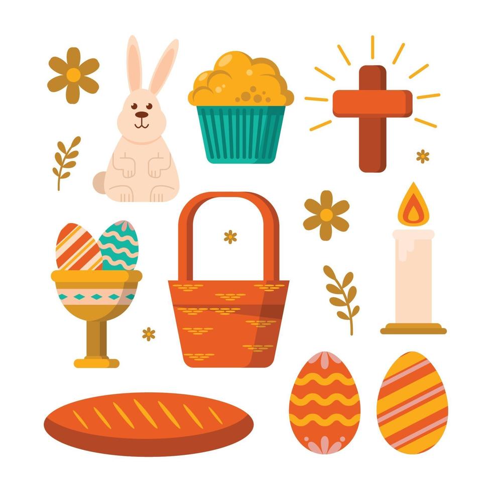 conjunto de iconos de fiesta de pascua vector