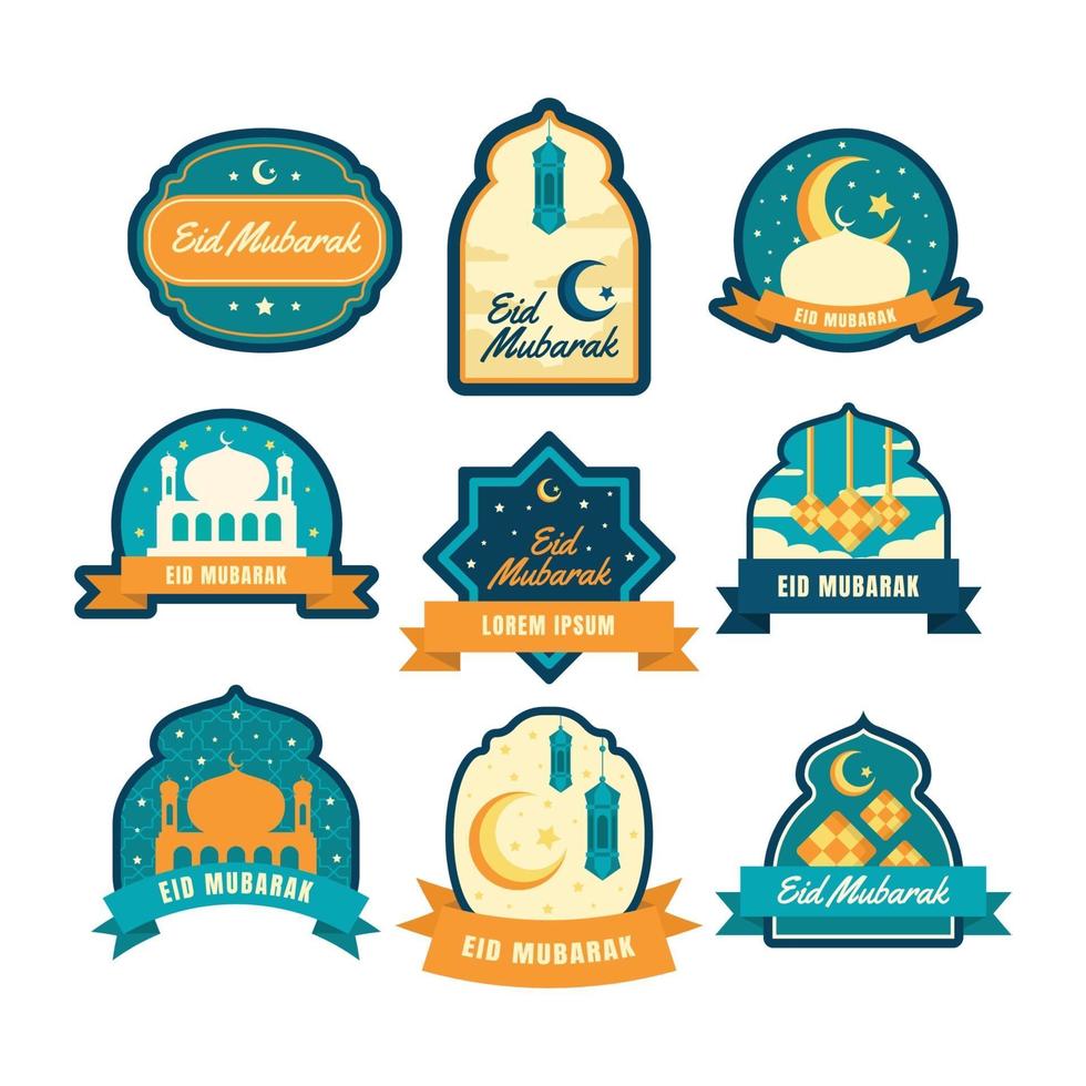 Eid Mubarak Label Set vector