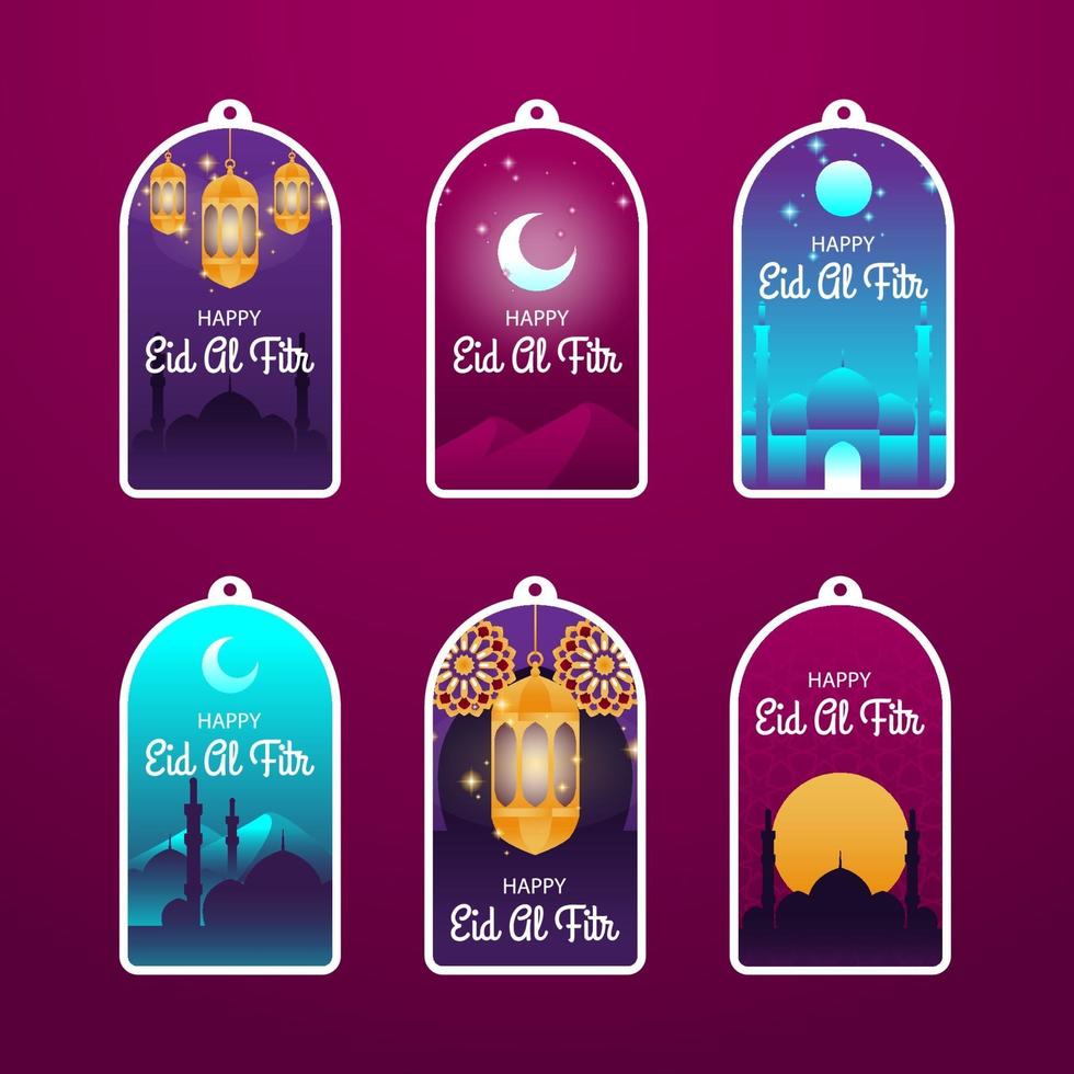 Eid Al Fitr Label Set vector