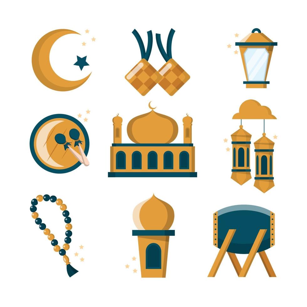 Eid Mubarak Icon Set vector