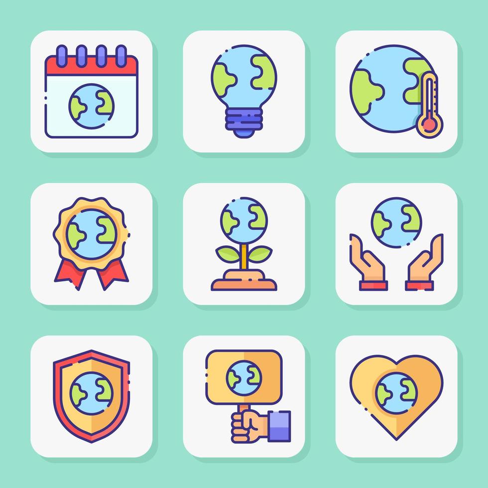 Happy Earth Day Icon Set vector