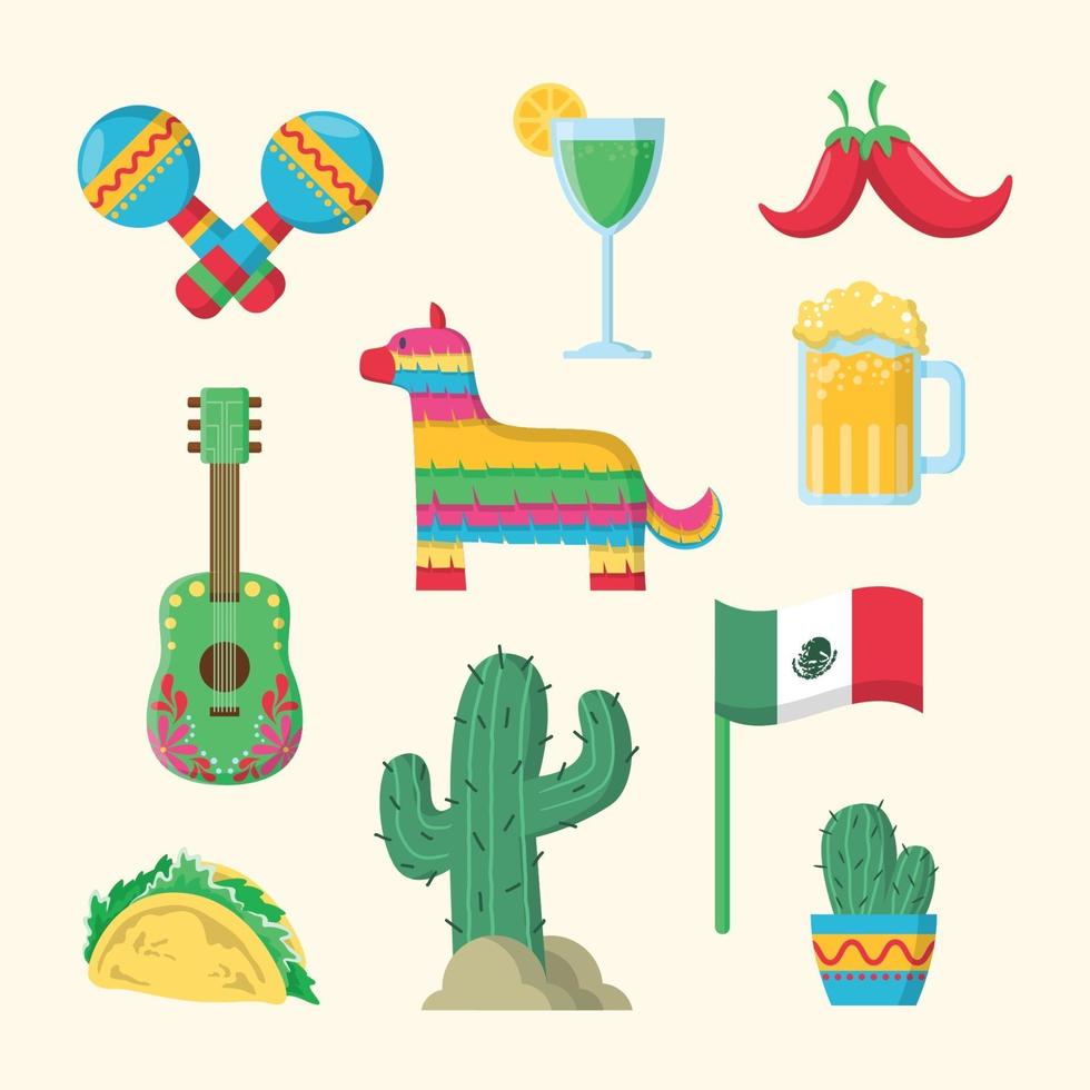 cinco de mayo festividad conjunto de iconos vector