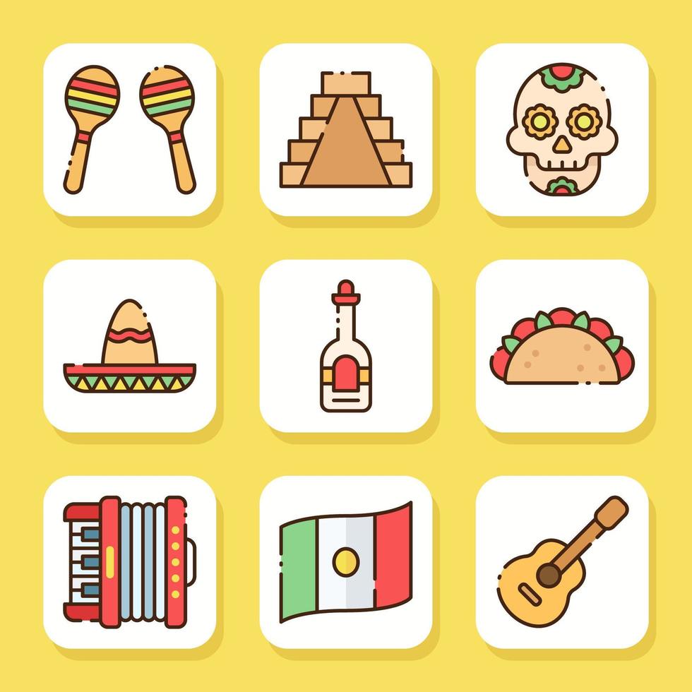 cinco de mayo conjunto de iconos vector