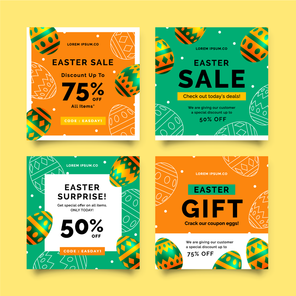 Easter Sale Social Media Post Collection vector