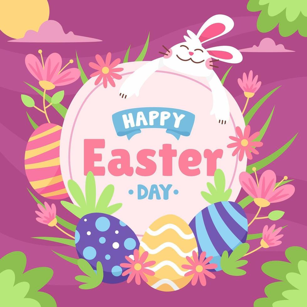 Easter Day Concept with Happy Bunny vector