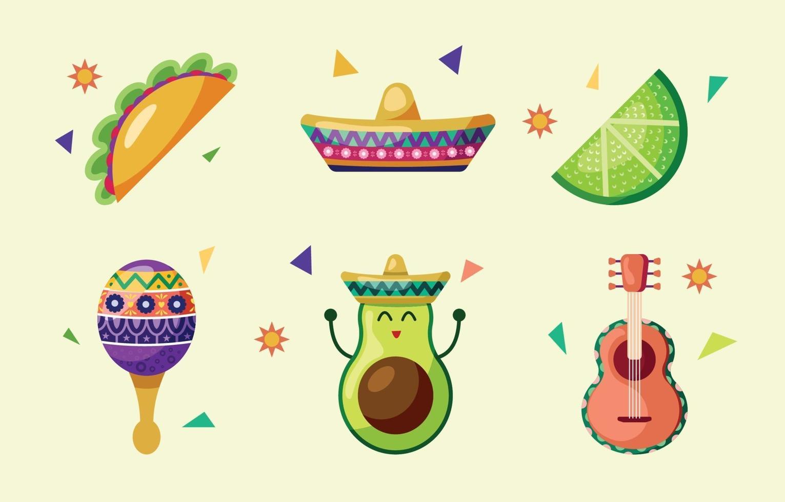 colección de iconos del cinco de mayo vector