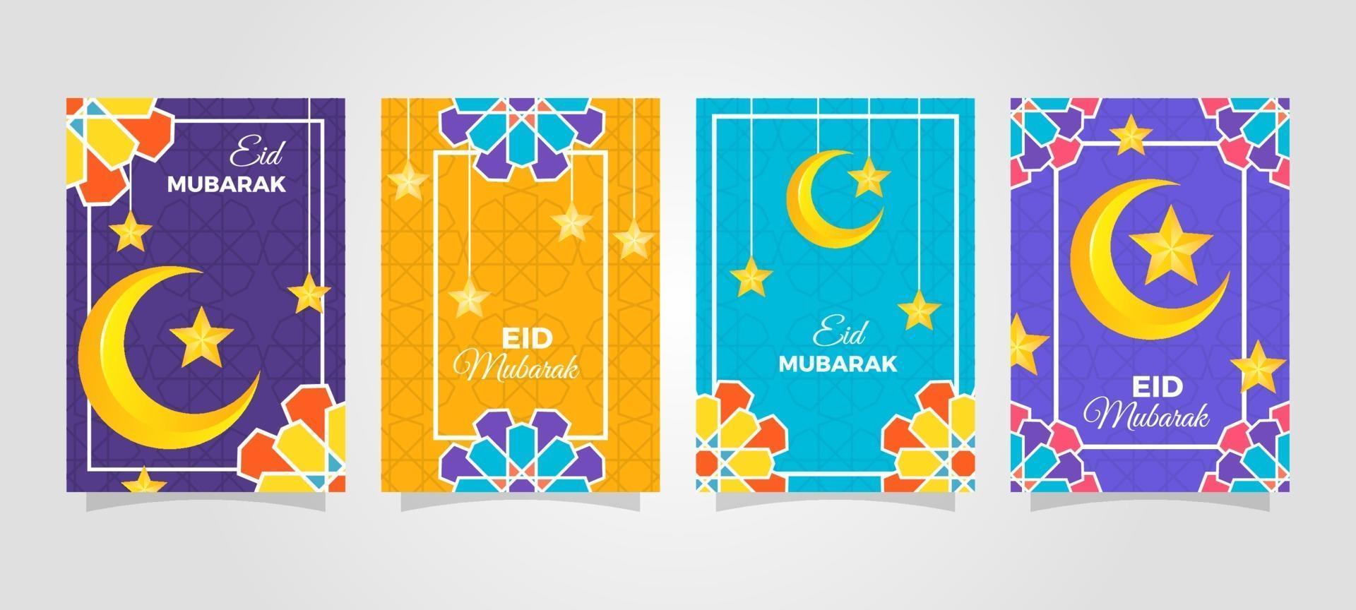 colección de tarjetas de felicitación de la temporada de eid mubarak vector