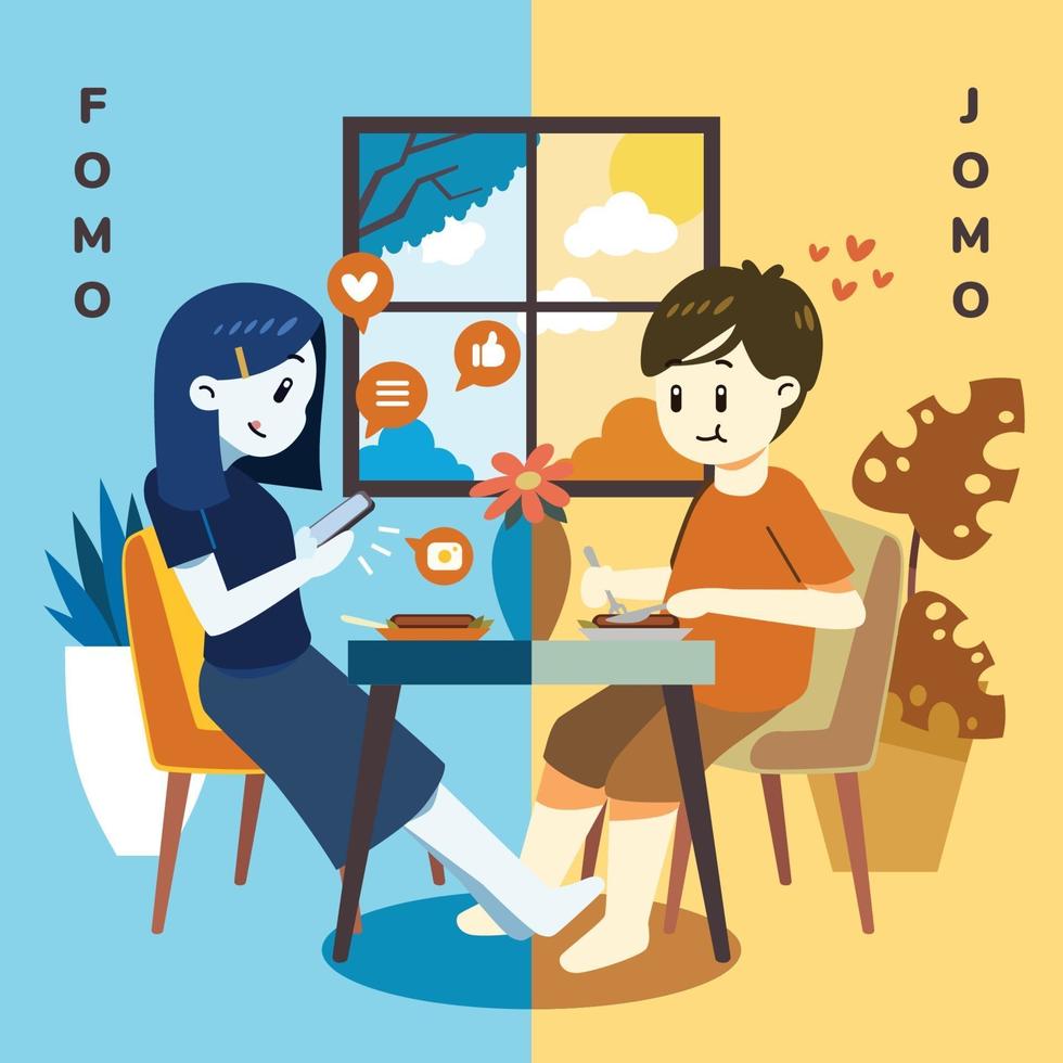 Fomo vs Jomo Comparison vector