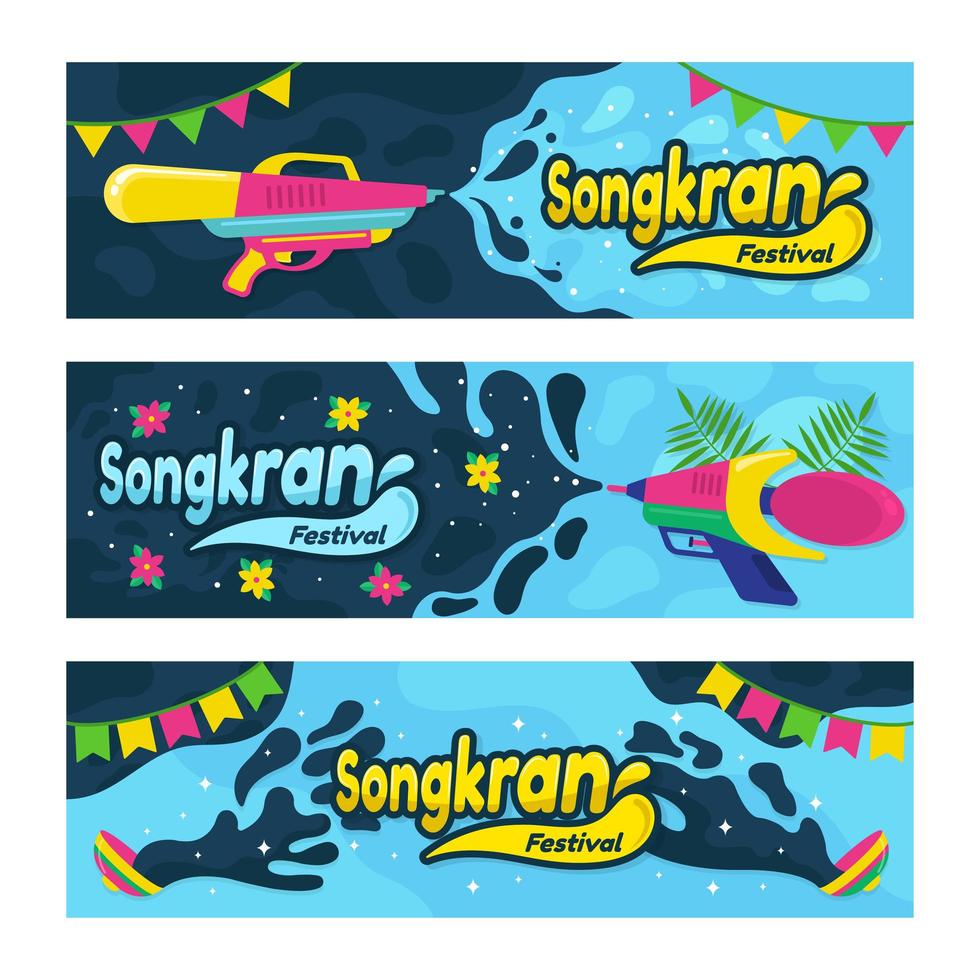 conjunto de banner del festival de songkran vector