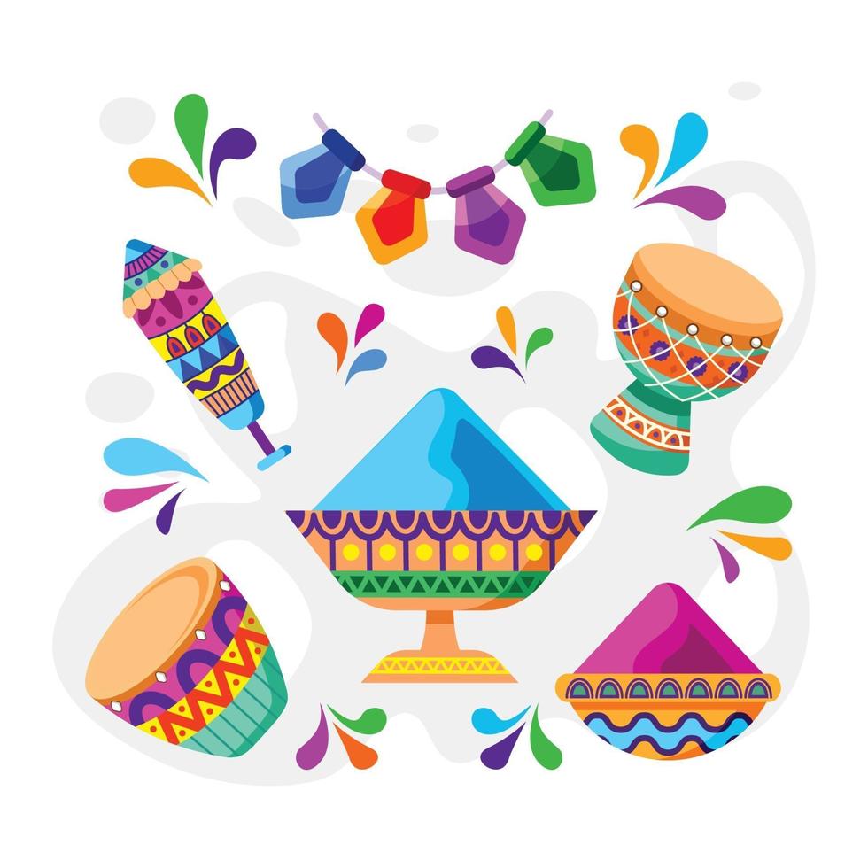 Holi Festival Icon Collection vector