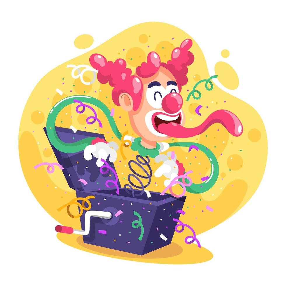 Pop Up Box With Clown, Confetti and Surprises vector