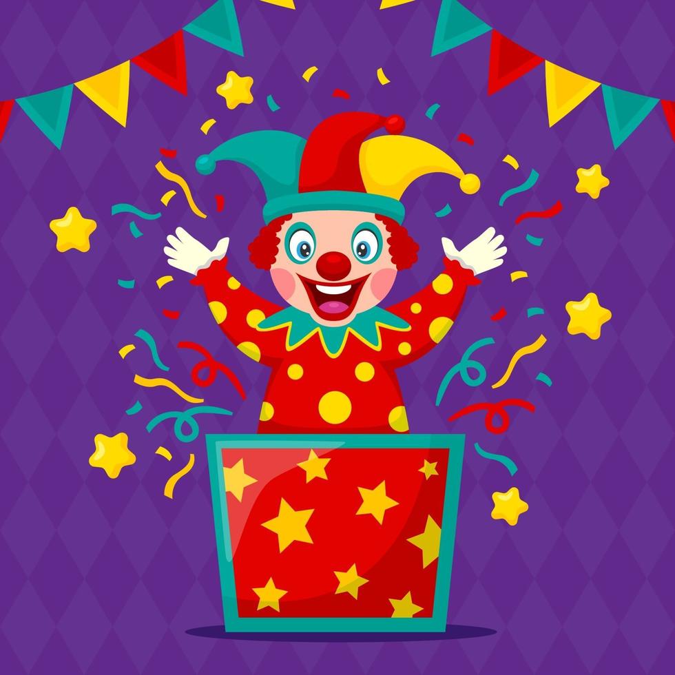 payaso divertido en estilo de diseño plano vector