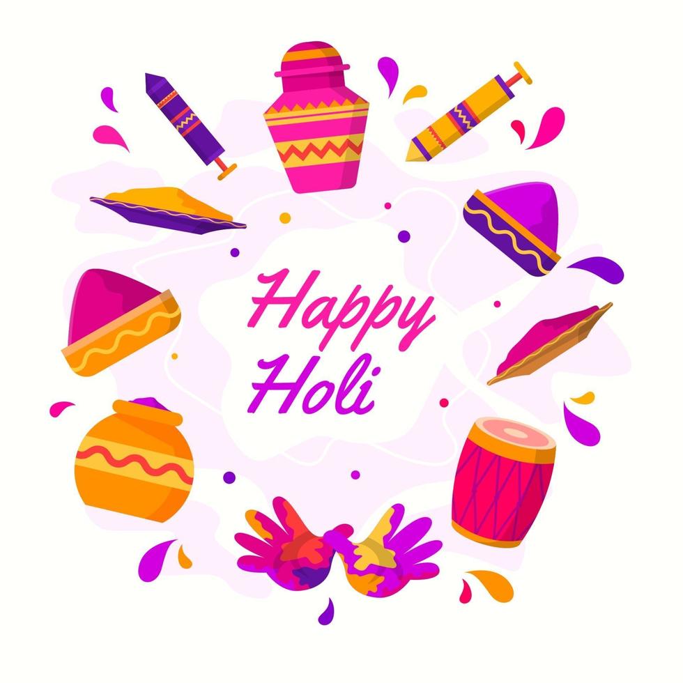 Holi Festival Icon Set vector