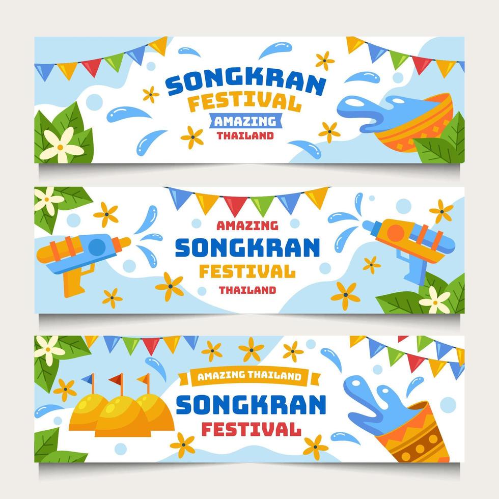 conjunto de banners del festival songkran vector