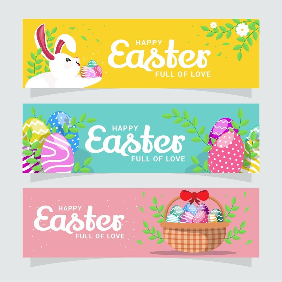 feliz día de pascua colección de pancartas vector