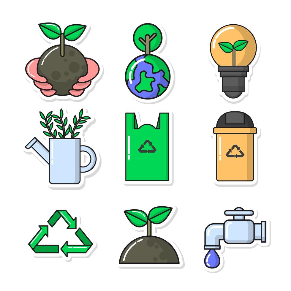 Earth Day Awareness Icon Set vector