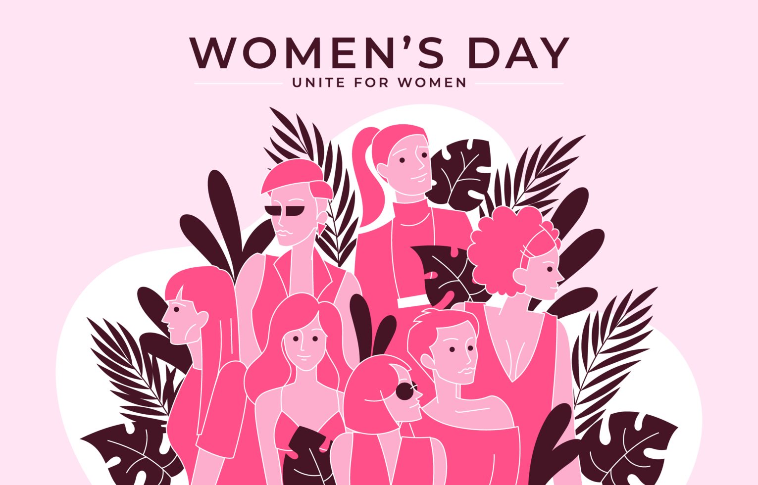 Monochrome Women's Day Diversity Concept in Pink vector