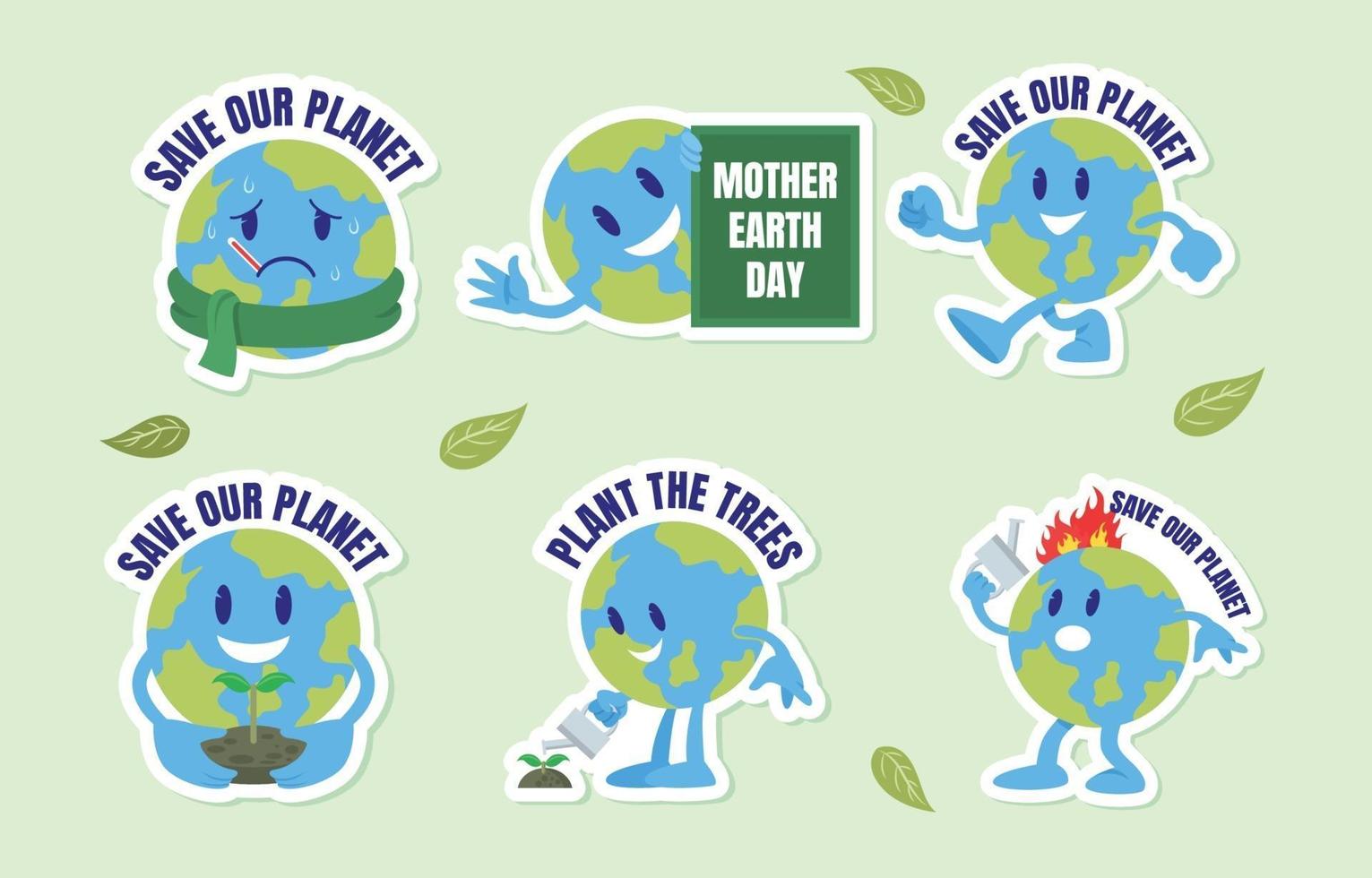 Earth Day Awareness Sticker Pack vector