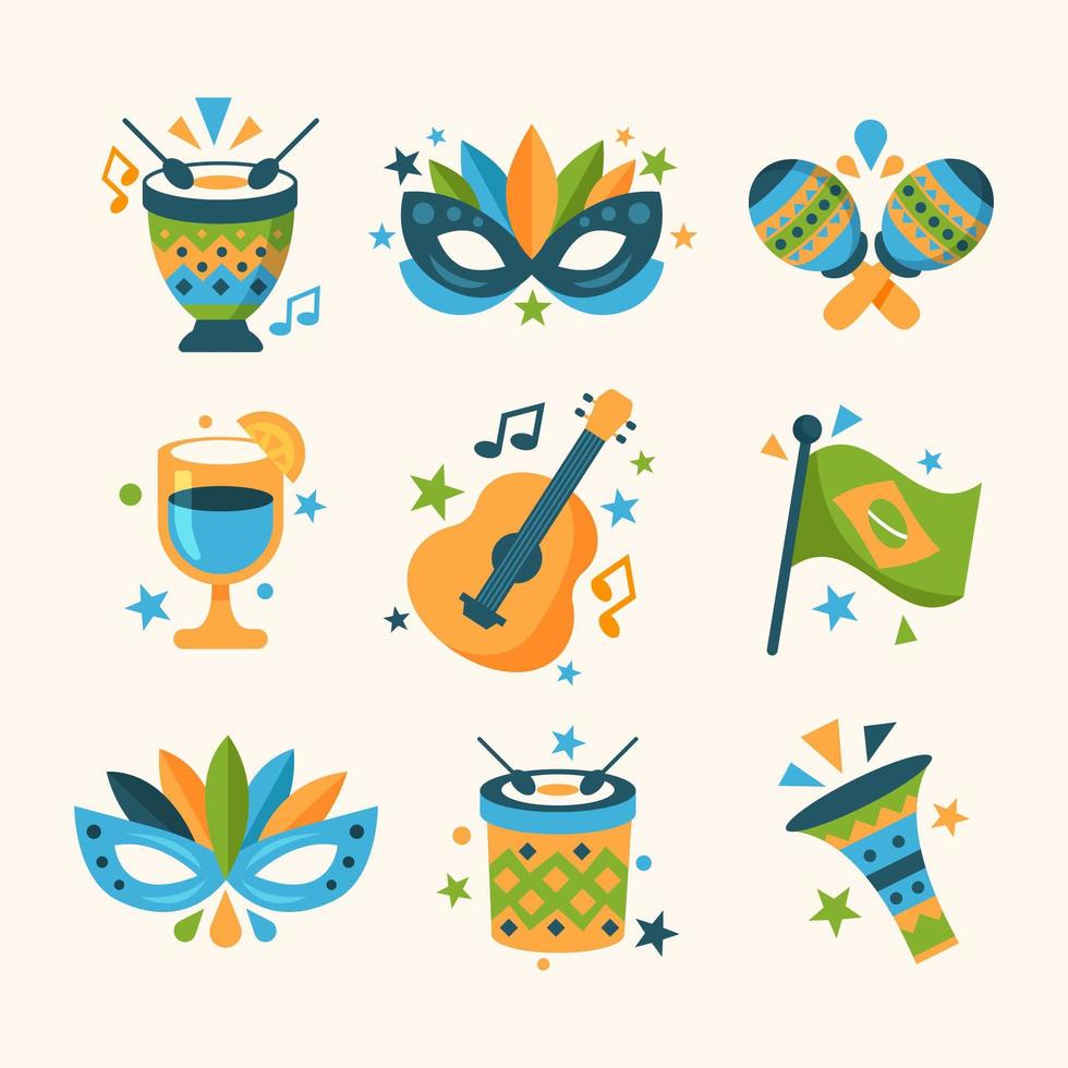 Rio Carnival Brazilian Festival Element Collection vector