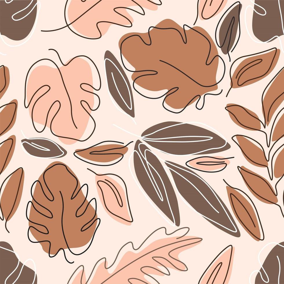 One Line Art Botanical Seamless Pattern vector