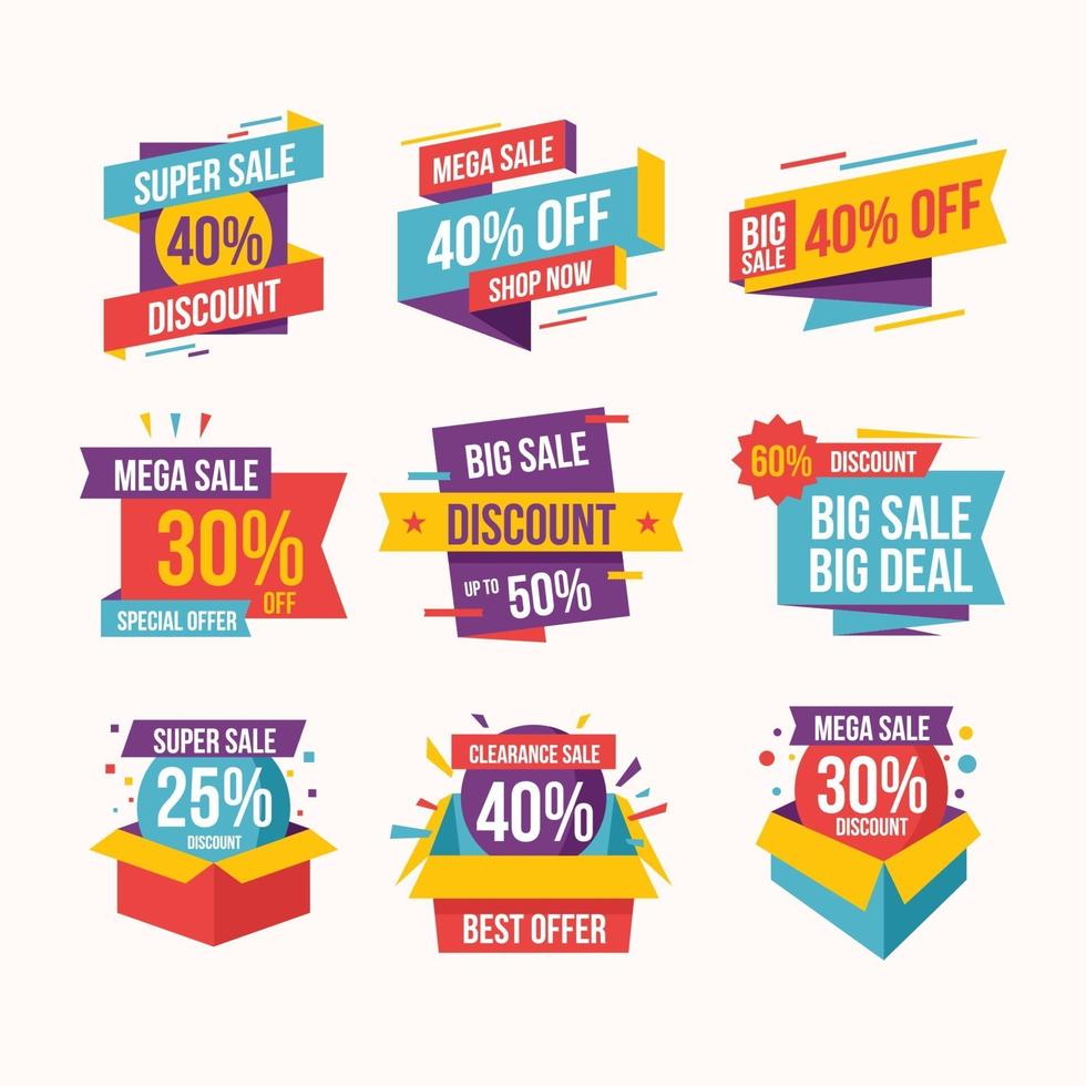 Colorful Discount Stickers vector