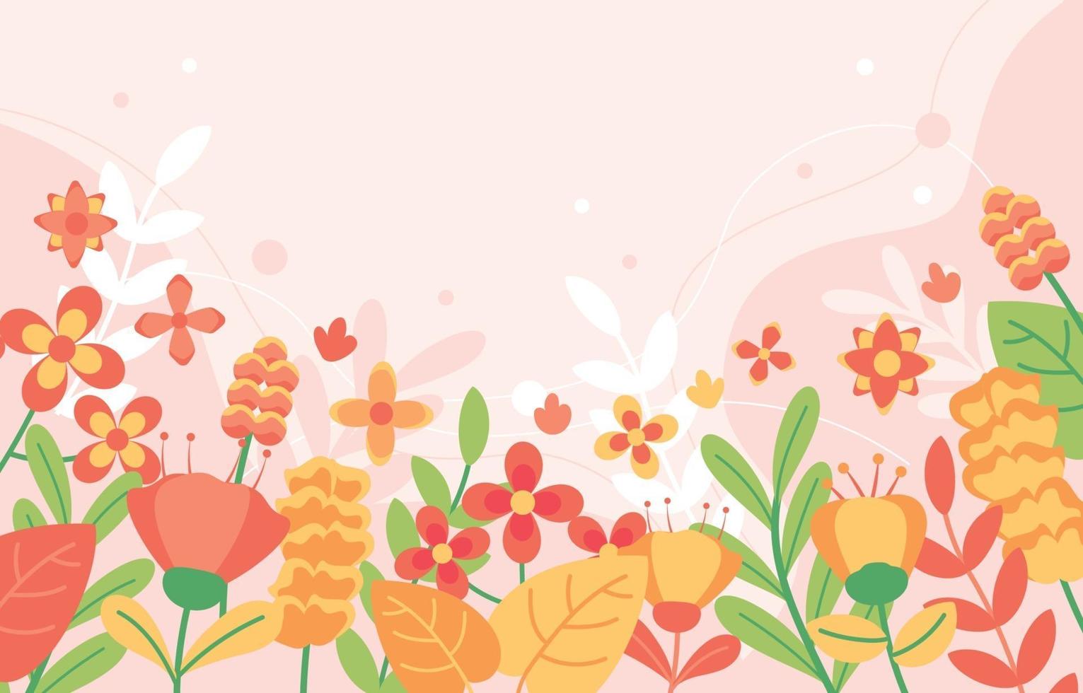 Spring Floral Flat Design Background vector