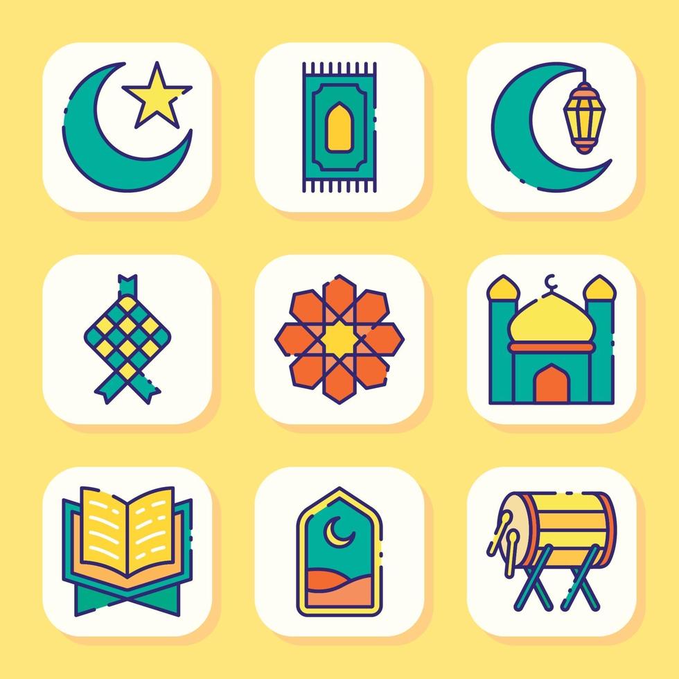 conjunto de iconos de eid mubarak vector